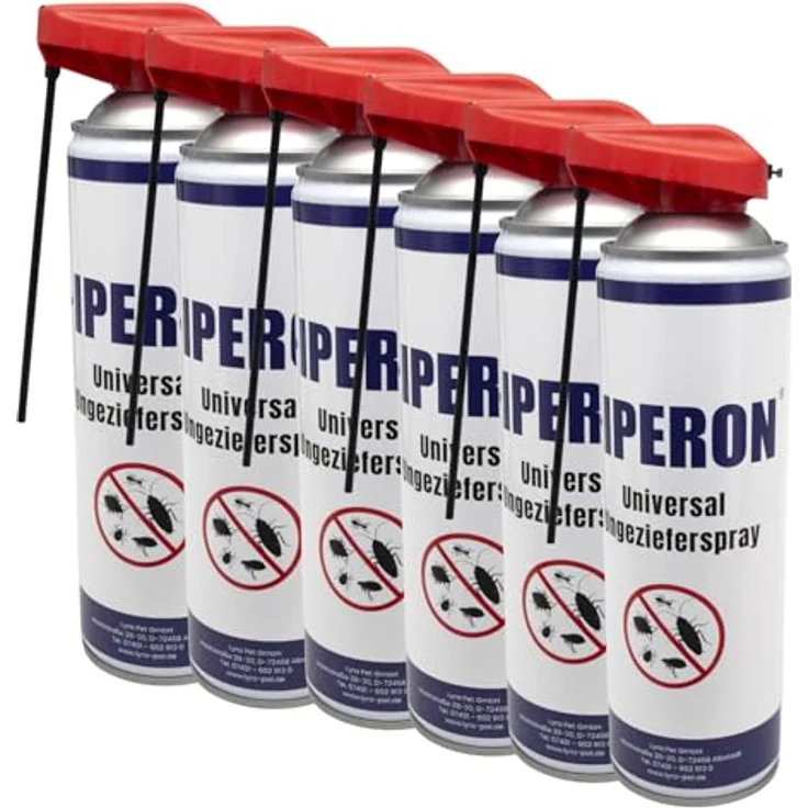 IPERON® 6 x 500 ml Universal Ungezieferspray, Effektive Schädlingsbekämpfung mit natürlichen Extrakten, Sofortwirkung gegen Insekten – Bild 1