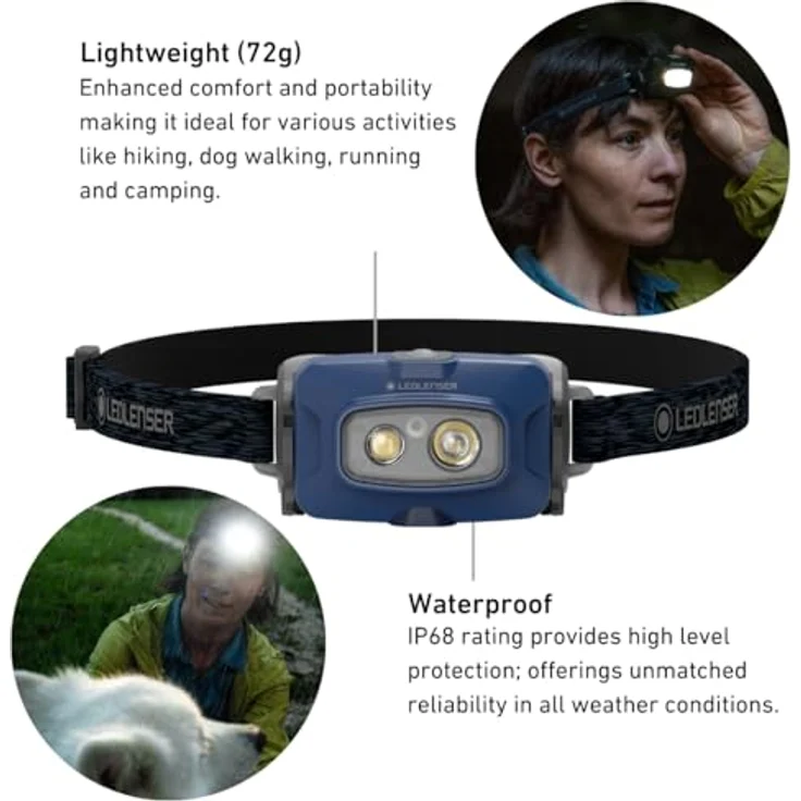 Ledlenser Stirnlampe, (500 lm) mit rotem Frontlicht, wasserdicht (IP68) – Bild 3