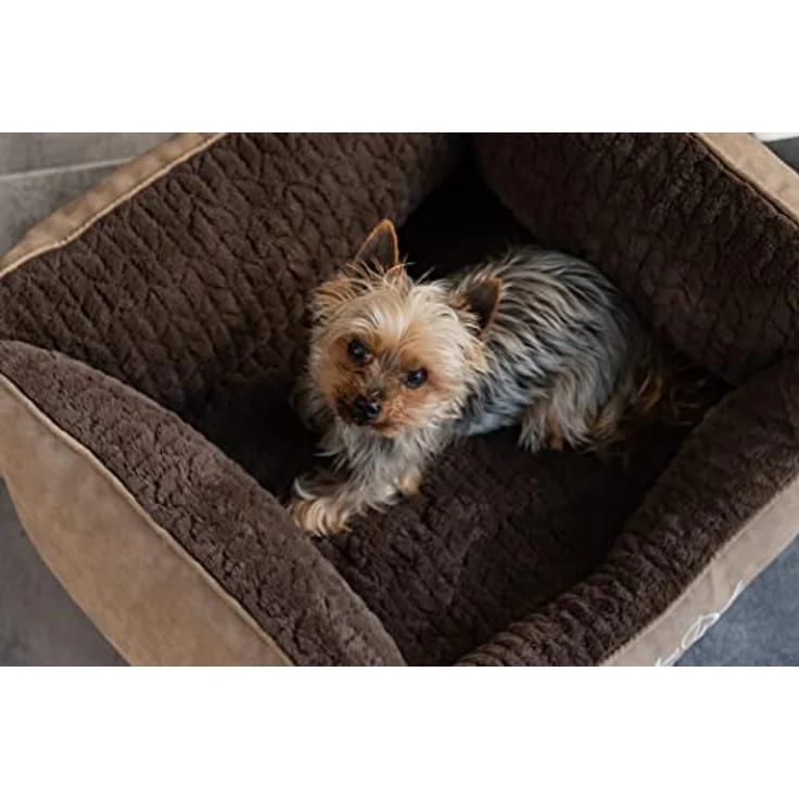 TrendPet VitaBed Style - Orthopädisches Hundebett, 100 % Memory Foam, Kunstleder, flauschig (60x50cm, Braun) – Bild 4