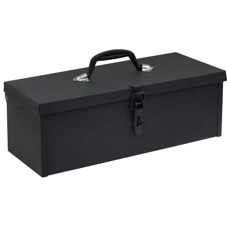 TRUTZHOLM Werkzeugkoffer Werkzeugkiste 38 x 16 x 12,5 cm ca. 7,5 L verschließbar (1-teilig), klappbar leer schwarz - Tragbarer Stahlkoffer mit 7,5 L Fassungsvermögen