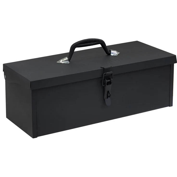 TRUTZHOLM Werkzeugkoffer Werkzeugkiste 38 x 16 x 12,5 cm ca. 7,5 L verschließbar (1-teilig), klappbar leer schwarz - Tragbarer Stahlkoffer mit 7,5 L Fassungsvermögen