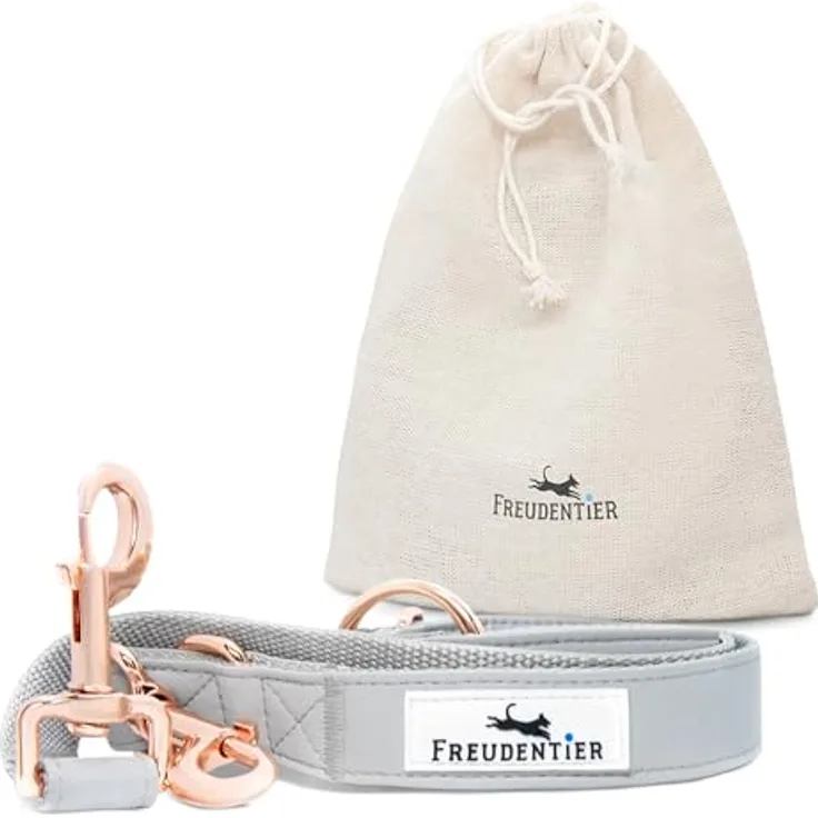 FREUDENTIER® Hundeleine aus veganem Leder - 3-Fach verstellbar, 2m, Hyde Park Kollektion 2.0, 20mm - Braun