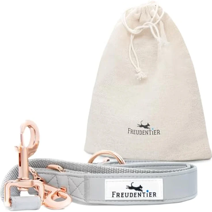 FREUDENTIER® Hundeleine aus veganem Leder - 3-Fach verstellbar, 2m, Hyde Park Kollektion 2.0, 20mm - Braun – Bild 1