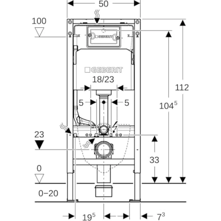 Geberit Duofix Basic WC-Element 112 cm mit 12 cm Unterputz-Spülkasten, höhenverstellbar für wandhängendes WC, Delta-Betätigung, stabile & leise Installation – Bild 3