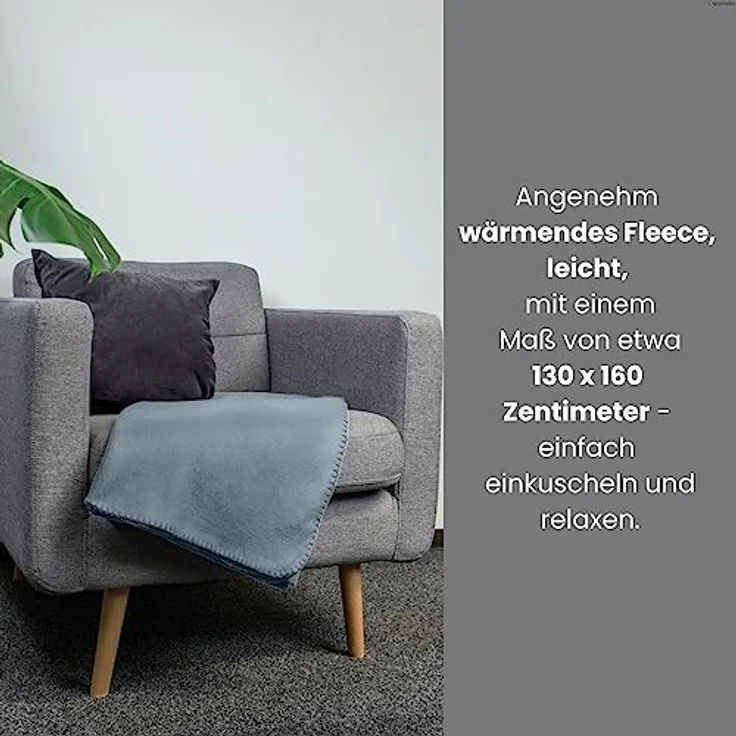 wometo 3er Set Polar Fleecedecke oekoTex 130x160 ca. 400g mit Anti-Pilling und Kettelrand grau – Bild 2