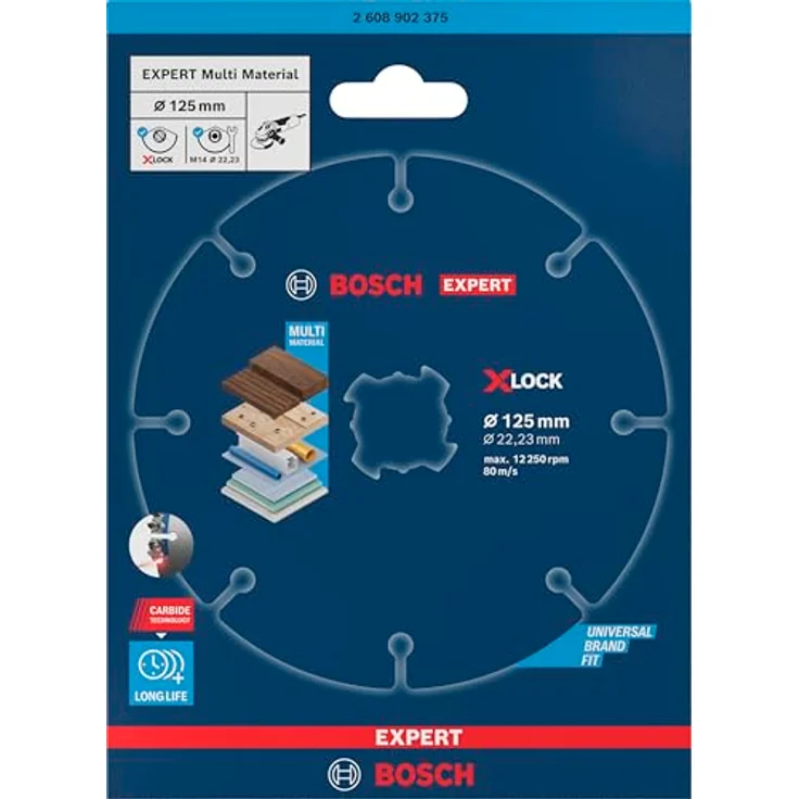 Bosch EXPERT Carbide Multi Wheel Trennscheibe, X-Lock, Ø 125 mm, für Hartholz und Holz mit Nägeln, Professional Zubehör für kleinen Winkelschleifer – Bild 2