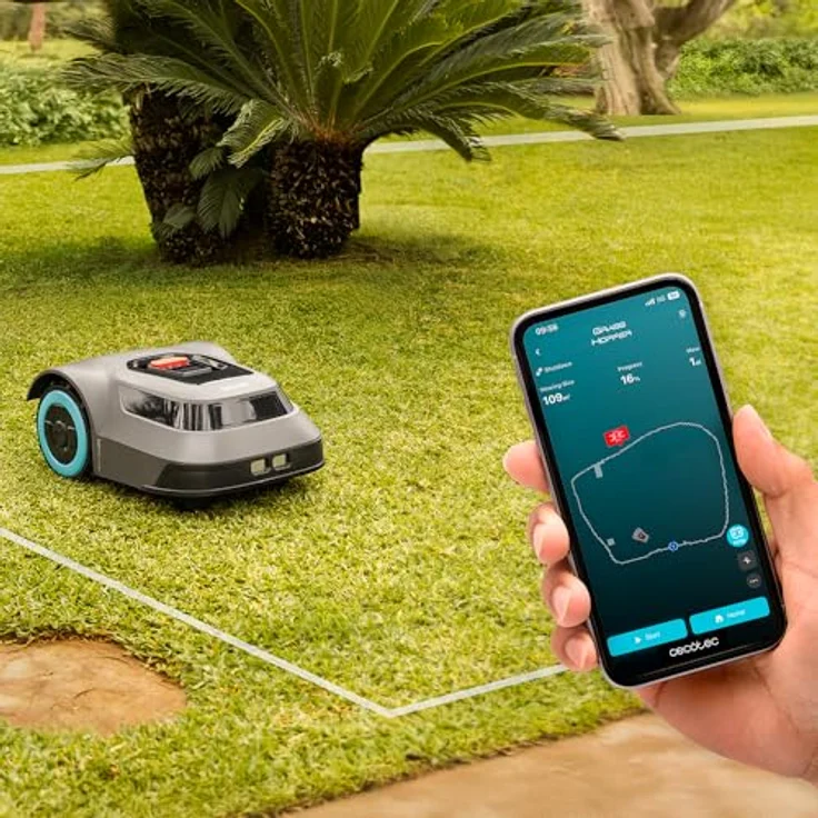 Cecotec Conga GrassHopper Map Connected, Mähroboter für Flächen bis 500 m², Digital Brushless Motor, 45% Steigung, APP Control, Regensensor, graufarben – Bild 8