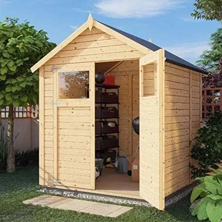 Alpholz Gerätehaus Alisha aus Fichten-Holz | Gartenhaus mit 14mm Wandstärke | Holzhaus inklusive Montagematerial | Geräteschuppen Größe: 202 x 191 cm | Satteldach – Bild 1