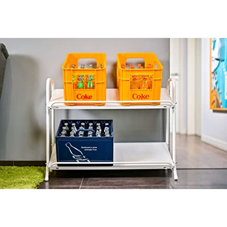 SCHULTE Regalwelt Getränkekistenregal für bis zu 6 Kisten, 74,5x95x40 cm (HxBxT), Traglast pro Ebene ca. 60 Kg, weiß, Getränkeregal, Bierkistenregal, Flaschenkastenständer, Wasserkistenregal – Bild 4