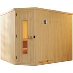 Weka Sauna Varberg, 244 x 194 x 199 cm, 68 mm, (Set) 7,5 kW Bio-Ofen mit digitaler Steuerung, rustikale Optik