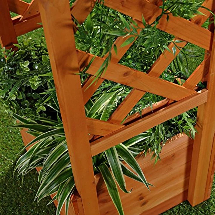 Melko Rankhilfe 2er Set, Holz Blumenbogen Hellbraun mit geschwungenem Dach und Pflanzkästen für verschiedene Blumen- und Pflanzenarten – Bild 3