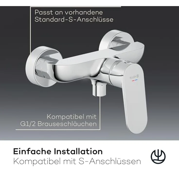 OTTO Kludi X1 Duscharmatur, chrom, Wandmontage, geschlossener Hebel, Keramik-Kartusche, Brauseabgang G1/2 – Bild 5