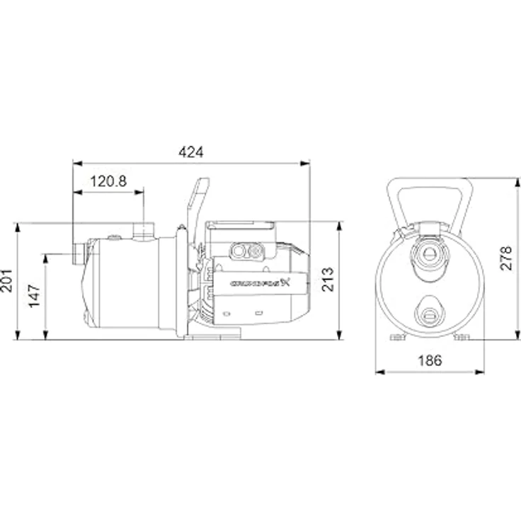 Grundfos Gartenpumpe Jetpumpe JP5-48 230V 99458769 mit 1,5m Kabel Nachfolger für JP6 - Grundfos – Bild 5