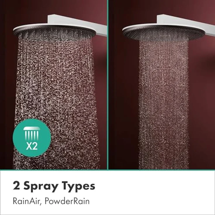 hansgrohe Raindance Alive S, wassersparende Kopfbrause (EcoSmart) mit 300 mm Duschkopf, 2 Strahlarten, Antikalk-Funktion, Wandmontage, Mattweiß, 24541700 – Bild 3