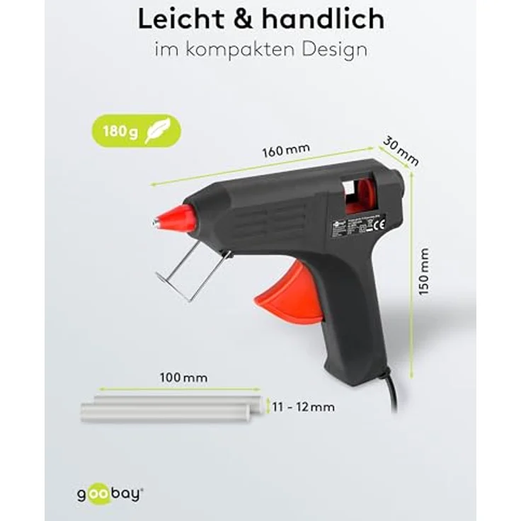 Fixpoint 59176 40W Heißklebepistole für 12mm Klebesticks zum sauberen Kleben den Hobby- und Heimbereich, schwarz – Bild 4