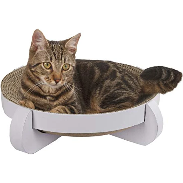 Kerbl Pet Kratzbrett Platinum aus Pappe für Katzen, 100% recycelbar, inkl. Katzenminze, Kratzbrett aus Wellpappe für Schlafen / Spielen / Kratzen – Bild 2