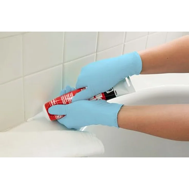 Ansell TouchNTuff 92-670 Nitril Handschuhe, Chemikalien- und Flüssigkeitsschutz, Hellblau, Größe 8.5-9 (100 Handschuhe pro Spender) – Bild 9