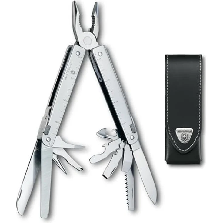 Victorinox Multifunktionswerkzeug Swiss Tool (26 Funktionen, Leder-Etui, Feststellbar) silber – Bild 2