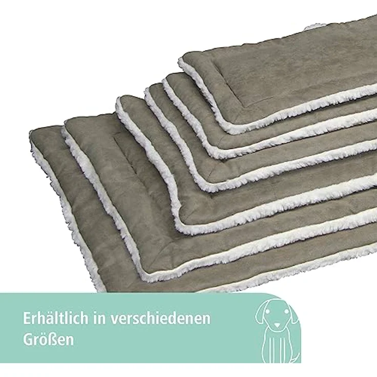 Kerbl Pet Liegekissen Cleo für Hunde und Katzen, wendbar, aus Softplüsch / Velourstoff, ideal als Einlage für Transportboxen, 58 x 36 x 4 cm, Grau – Bild 4