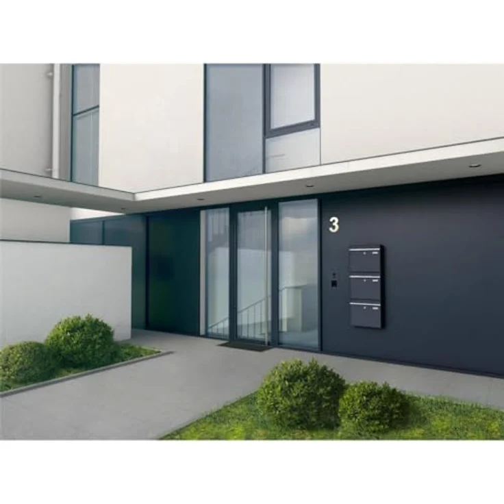 Metzler XXL dreifach Briefkasten aus massivem Stahl in Anthrazit RAL 7016 - mit austauschbarem Namensschild - Wandmontage - 780 x 687 x 116 mm - Horizontal Bk212 – Bild 3