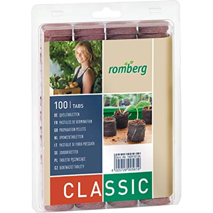 Romberg Kokos-Quelltabletten ø 36 mm 100 Stück, für Kräuter, Blumen und Gemüse