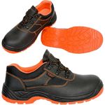 Urgent Arbeit Halbschuhe S1, Sicherheitsschuhe mit Stahlkappe, schwarz-orange PU-Sohle für hohen Komfort