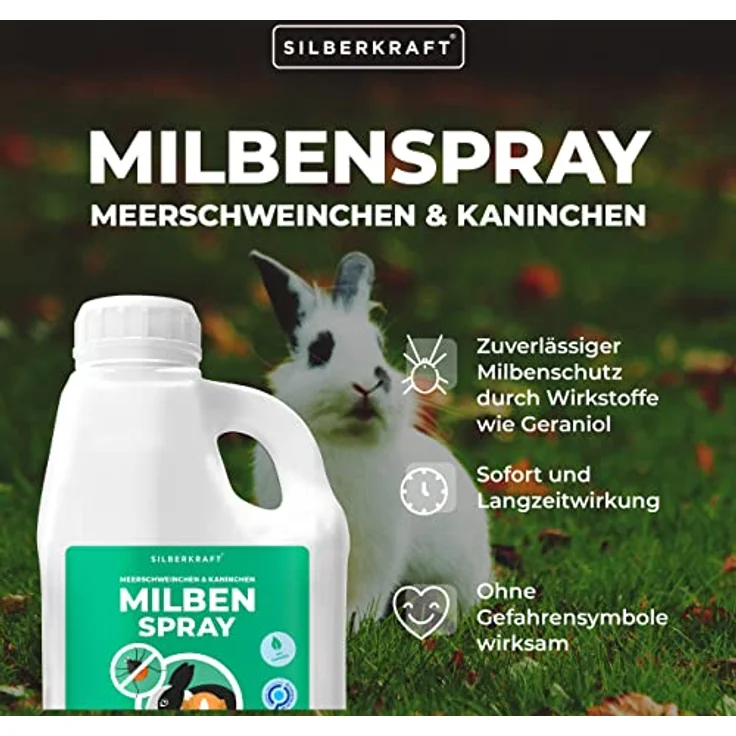 Silberkraft Milbenspray, hochwirksames Milbenmittel für Meerschweinchen, Hamster & Nager, 2000 ml, Sofort- & Langzeitschutz, made in Germany – Bild 2