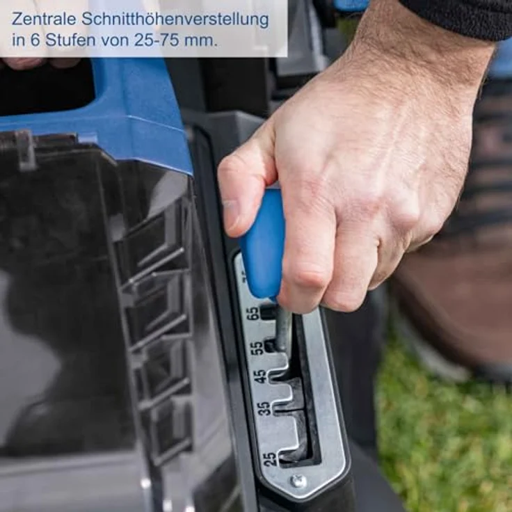 Scheppach BC-MP380-X, Akku-Rasenmäher mit 40 V, 38 cm Schnittbreite, 6 Schnitthöhen, Mulchfunktion, 45-Liter-Auffangkorb – Bild 5
