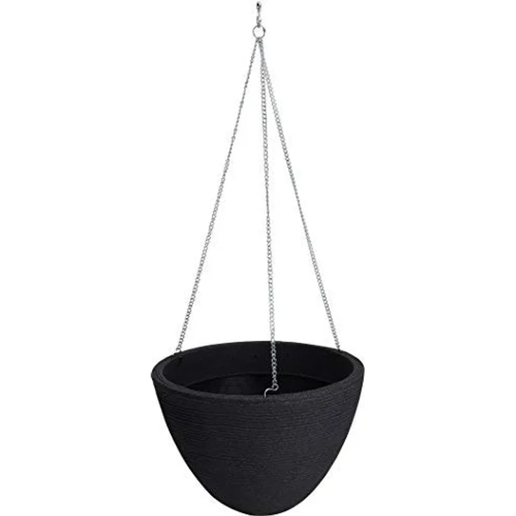 Spetebo Kunststoff Blumenampel Ø 33 cm anthrazit - Hängeampel Pflanzschale Hängeschale - Hänge Blumentopf