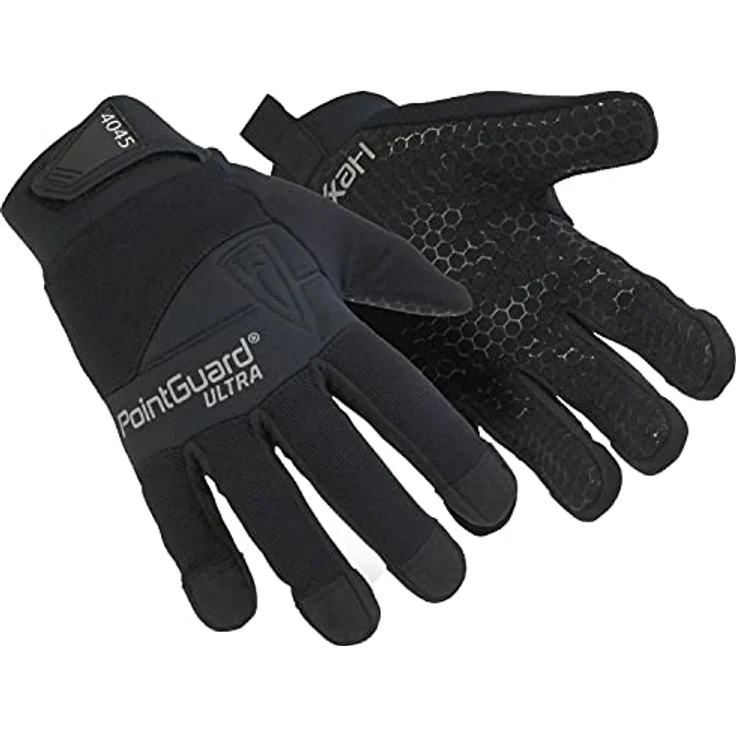 HexArmor PointGuard Ultra 4045, Arbeitshandschuh aus Baumwolle und Nylon, Nadelstichschutz Level 3, Größe 9, mit Knöchelpolster und Silikonmuster für besseren Grip, schwarz – Bild 1
