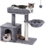 purplerain Kratzbaum Kratzbaum klein mit Hängematte und Plattform, 70/80 cm, Sisal überzogen, flauschiger Spielball