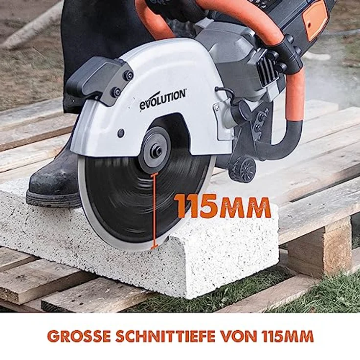 Disc - Cutter Evolution R300DCT 300 mm Betonsäge - 2400W Motor, kein Benzin, 115 mm Schnitt – Bild 3
