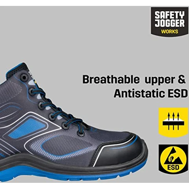Safety Jogger SafetyJogger Flow Mid S1P Arbeitsschuh, Schwarz – Bild 3