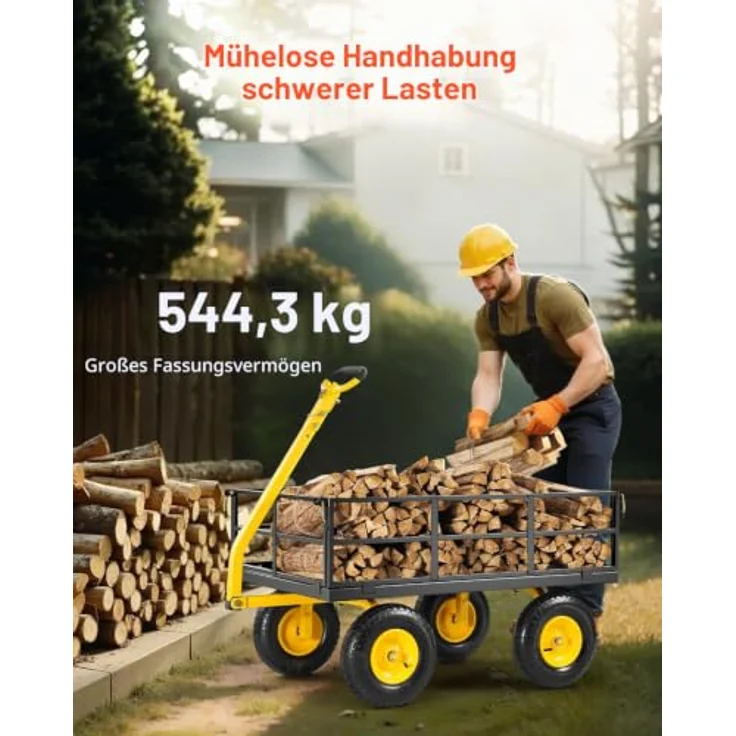 VEVOR Bollerwagen 544,31 kg, 2-in-1-Handwagen mit 13-Zoll-All-Terrain-Reifen, drehbarem Griff und abnehmbaren Netzseitenteilen – Bild 2
