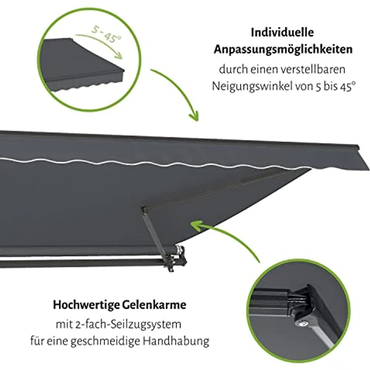 empasa Elektrische Gelenkarmmarkise 'Start Plus' Markise Sonnenmarkise Sonnenschutz, Verschiedene Größen und Farben – Bild 4