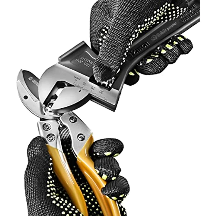 GRÜNTEK Amboss Gartenschere BUSSARD, 200 mm, Teflon-Beschichtete 50 mm SK5 Klinge, leichtgängiger Schnitt, ergonomische Griff-Form, Stoßdämpfer, hoher Comfort, Ast-Blumen Ambosschere in Grün – Bild 3