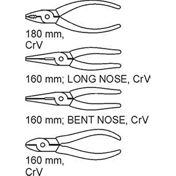 YATO YT-5534 Zangensatz, 4-teilig, Griff aus Polypropylen und Thermoplastischem Gummi, 385 mm breit – Bild 2