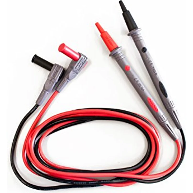 PeakTech 1 Paar flexible Multimeter Messleitungen 120 cm, 4mm Prüfleitungen, 1000 V AC/DC ; 10A ; CAT III / IV, 1 Stück, TKS-8, Rot, Grau – Bild 2