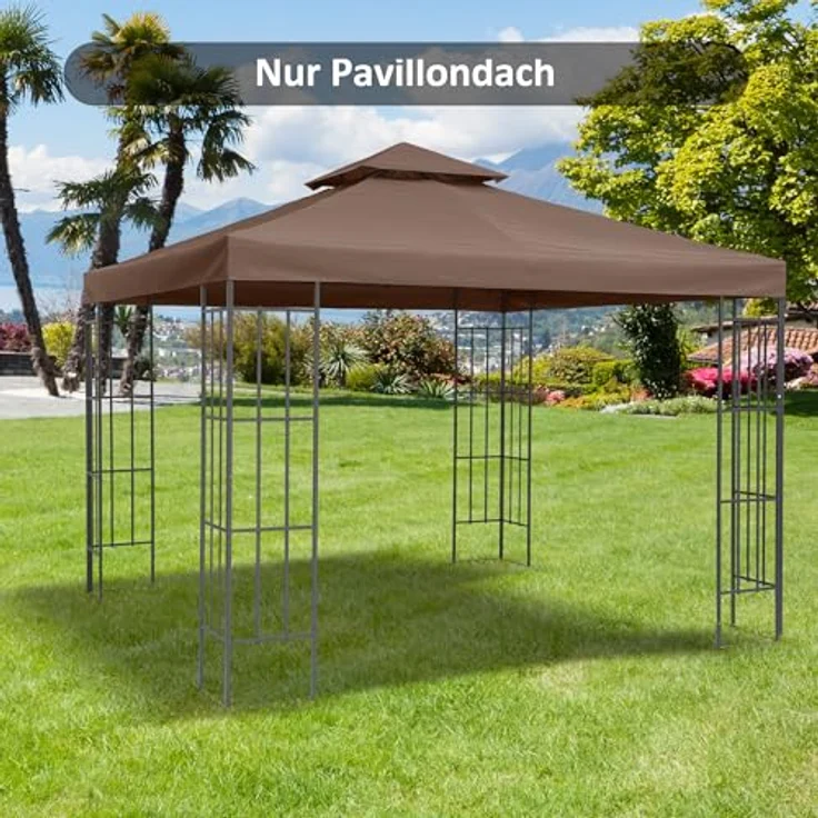 Outsunny Pavillon-Ersatzdach Ersatzdach für Pavillons, 300x300 cm, Kaffee-Farbe, wasserabweisendes Polyester – Bild 3