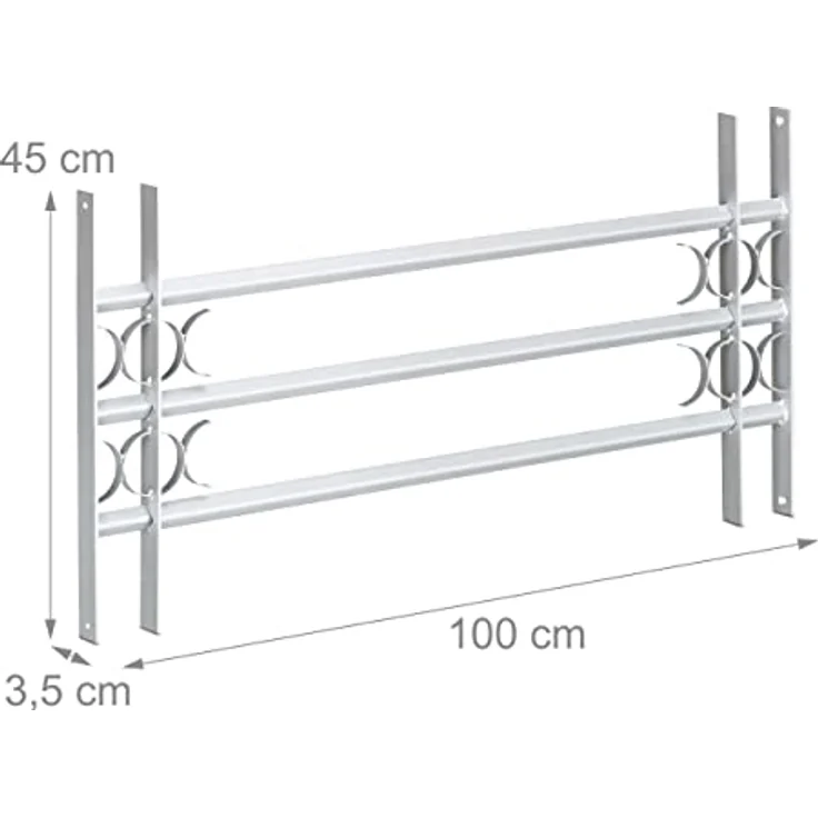Fenstergitter Einbruchschutz, Ausziehbar, Aussen, Verzinkt, Stahl, 450 x 1000-1500 mm, Sicherheitsgitter, grau – Bild 4