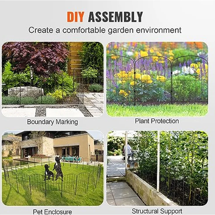 VEVOR 28x Dekorativer Gartenzaun, 61x33cm Oberbogen Metallzaun aus Kohlenstoffstahl, Schwarz, inkl. Befestigungsmaterial, 5,08cm Spike-Abstand – Bild 6