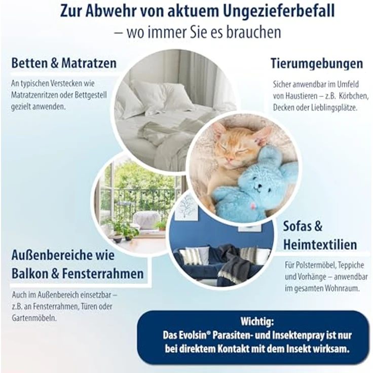 Evolsin Insektenspray Parasiten- und Insektenspray, Ohne Insektizide, 500 ml, Für Innen & Außen, Wasserbasierte Formel, geruchsneutral – Bild 5