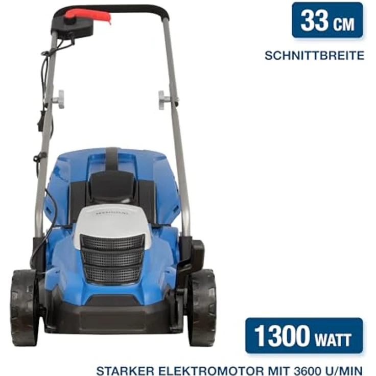 Hyundai Elektro-Rasenmäher LM3301E, 1.300 W mit 33 cm Schnittbreite und Mulchfunktion für Rasenflächen bis 400 m² – Bild 2