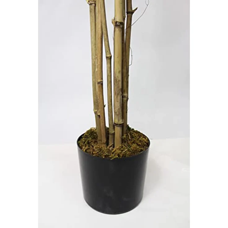Arnusa Großer künstlicher Bambus 190 cm Deluxe Kunstpflanze mit Naturbambusstämmen, künstliche Pflanze Sichtschutz Raumtrenner in realistischer Bambusimitation – Bild 2