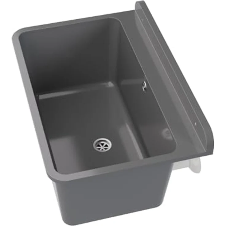 QLS Küchenspüle LARGE, Kunststoff-Spülbecken, 61x41 cm Ausgussbecken für Garten Garage Werkstatt, Polypropylen in Weiß – Bild 6
