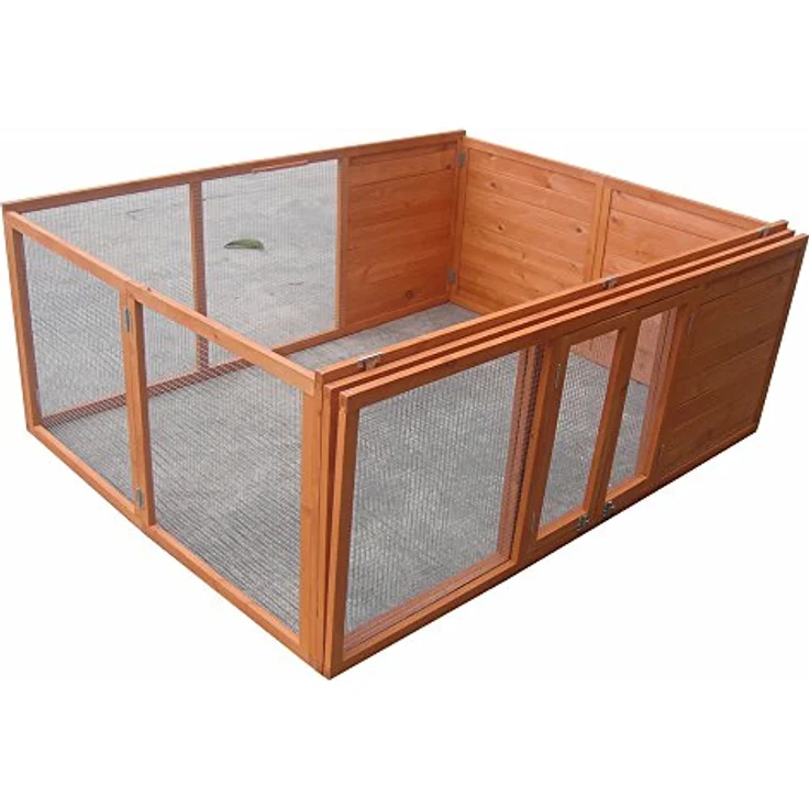 Melko Kleintierstall Klappbarer Hasenstall Freilaufgehege ca. 160 x 119 x 60 cm, aus Holz, braun – Bild 4