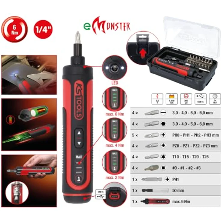KSTools 515.3600 eMONSTER 1/4“ Akku-Bit-Stabschrauber-Satz, 27-tlg – Bild 2