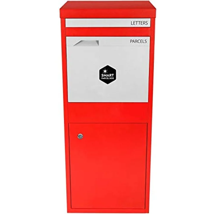 Smart Parcel Box L rot 42x39x103 cm, Paketbriefkasten mit Rückholsperre, sichere Paketbox für Zuhause und Unternehmen, Entnahme hinten & vorne – Bild 4