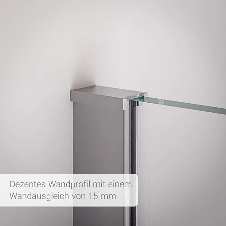 NEXTREND Walk-In Duschabtrennung EX101, 10 mm Echtglas Klarglas mit Nano-Beschichtung, Wandprofil Chrom, breite wählbar, 1200 mm – Bild 4