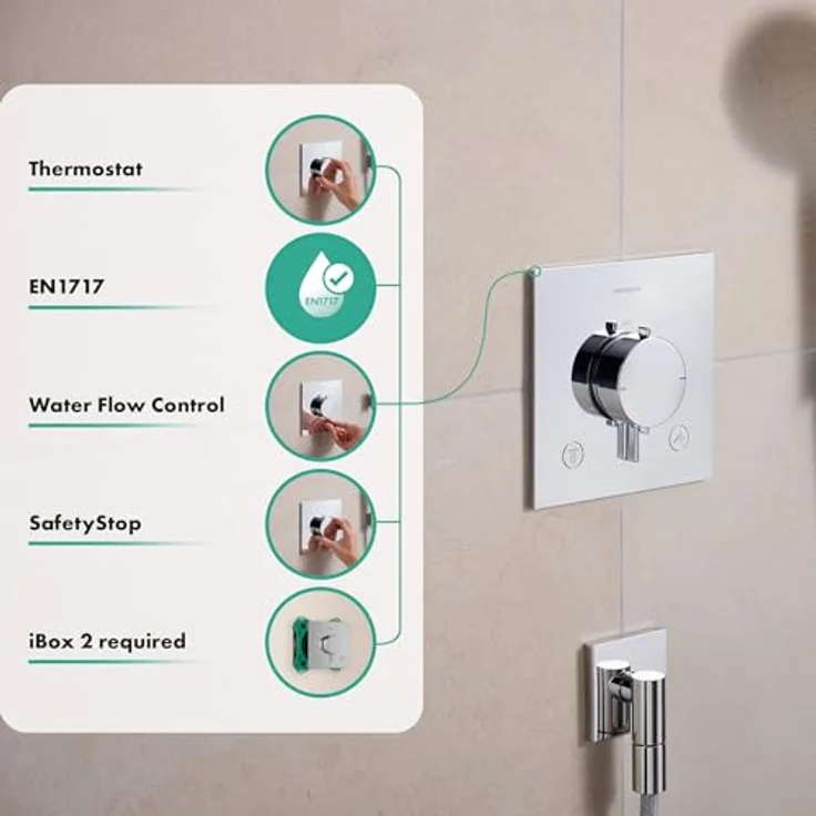 hansgrohe Ecostat Comfort E - Duschthermostat Unterputz mit SafetyStop bei 40°C, 2 Verbraucher, Chrom – Bild 2